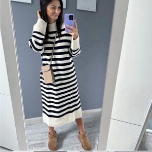 ZARA BLOGGERS FAVORITE STRIPED KNIT MIDI DRESS